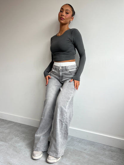 BOXER WIDE LEG JEANS GREY