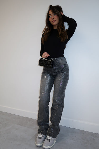 GREY SEQUIN JEANS