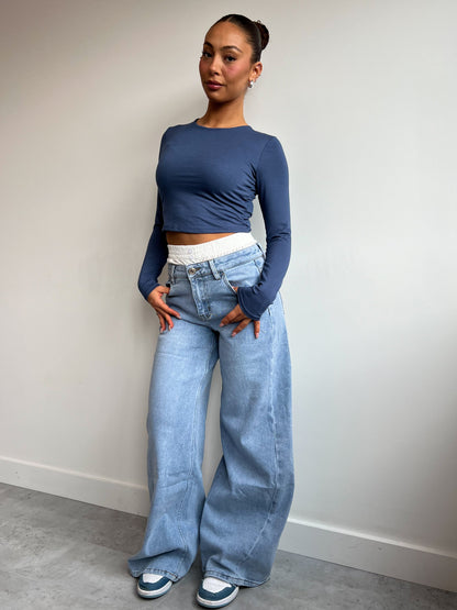 BOXER WIDE LEG JEANS BLUE