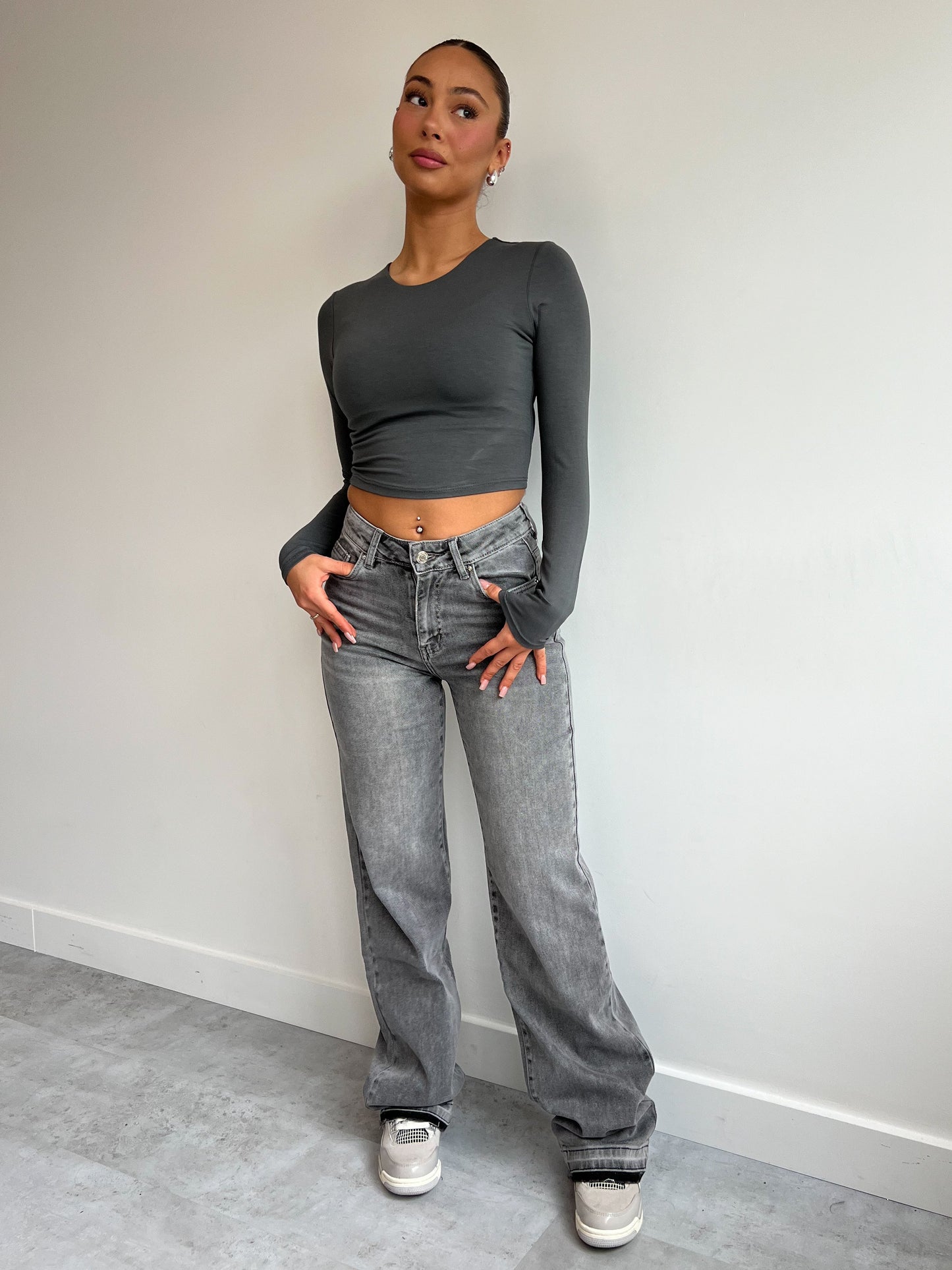 UNFOLDED STRETCH JEANS GREY