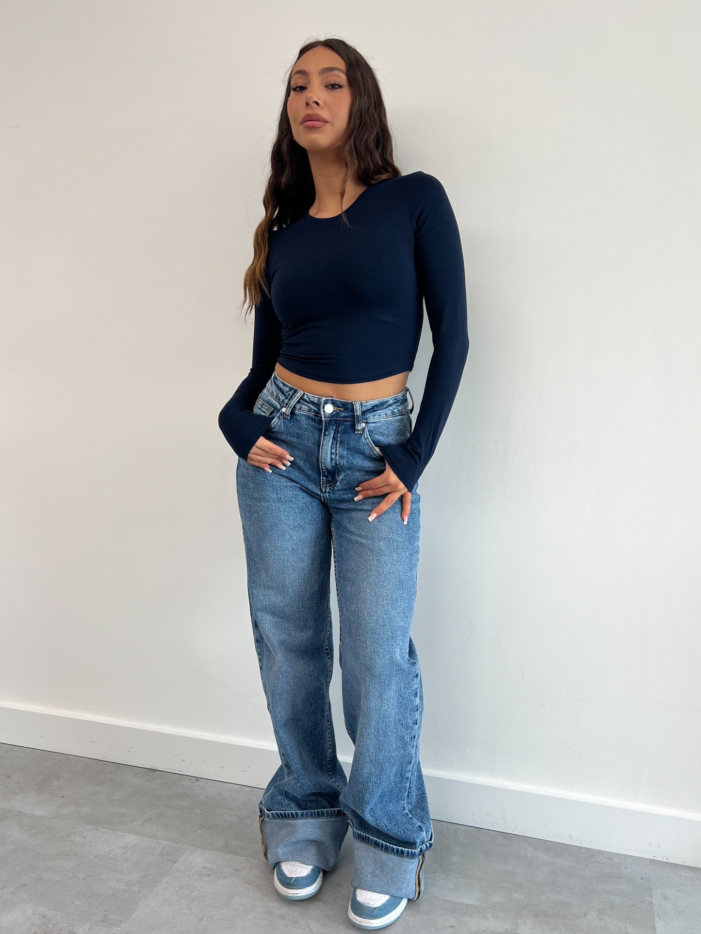 FOLDED STRETCH JEANS BLUE