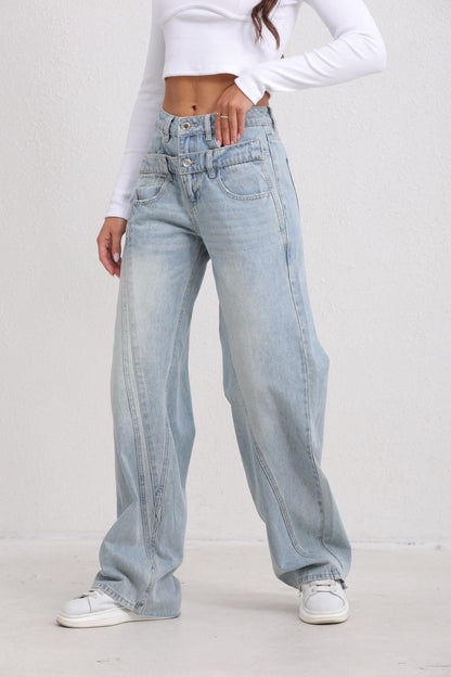 DOUBLE WAIST STRIPE JEANS