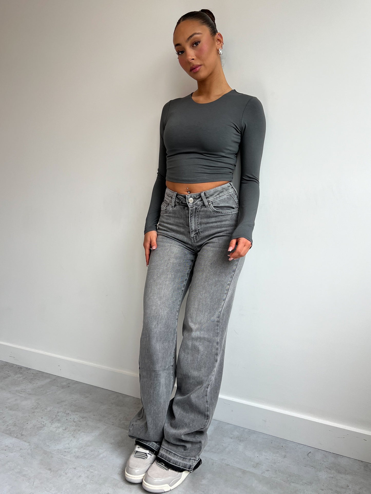 UNFOLDED STRETCH JEANS GREY