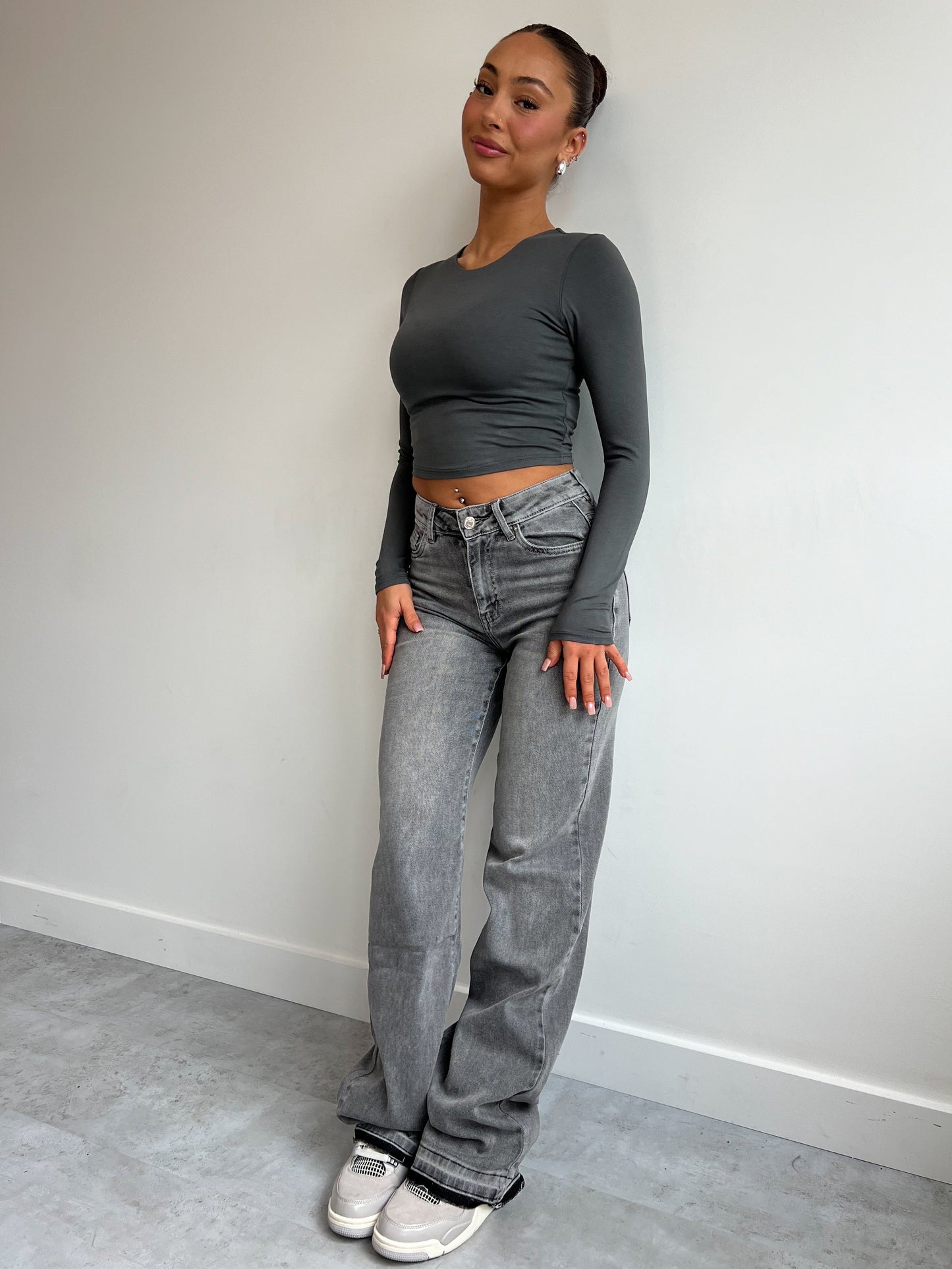 UNFOLDED STRETCH JEANS GREY