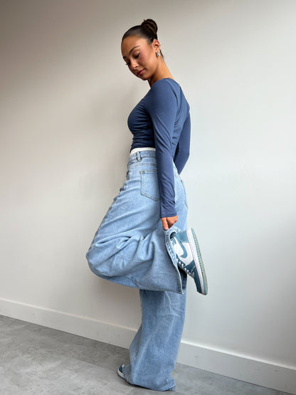 BOXER WIDE LEG JEANS BLUE