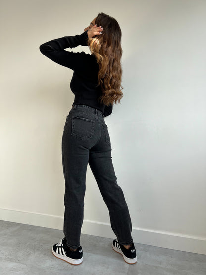 BLACK WASH MOM JEANS 3519