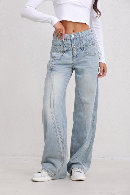 DOUBLE WAIST STRIPE JEANS