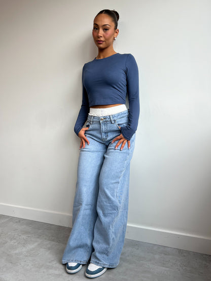 BOXER WIDE LEG JEANS BLUE