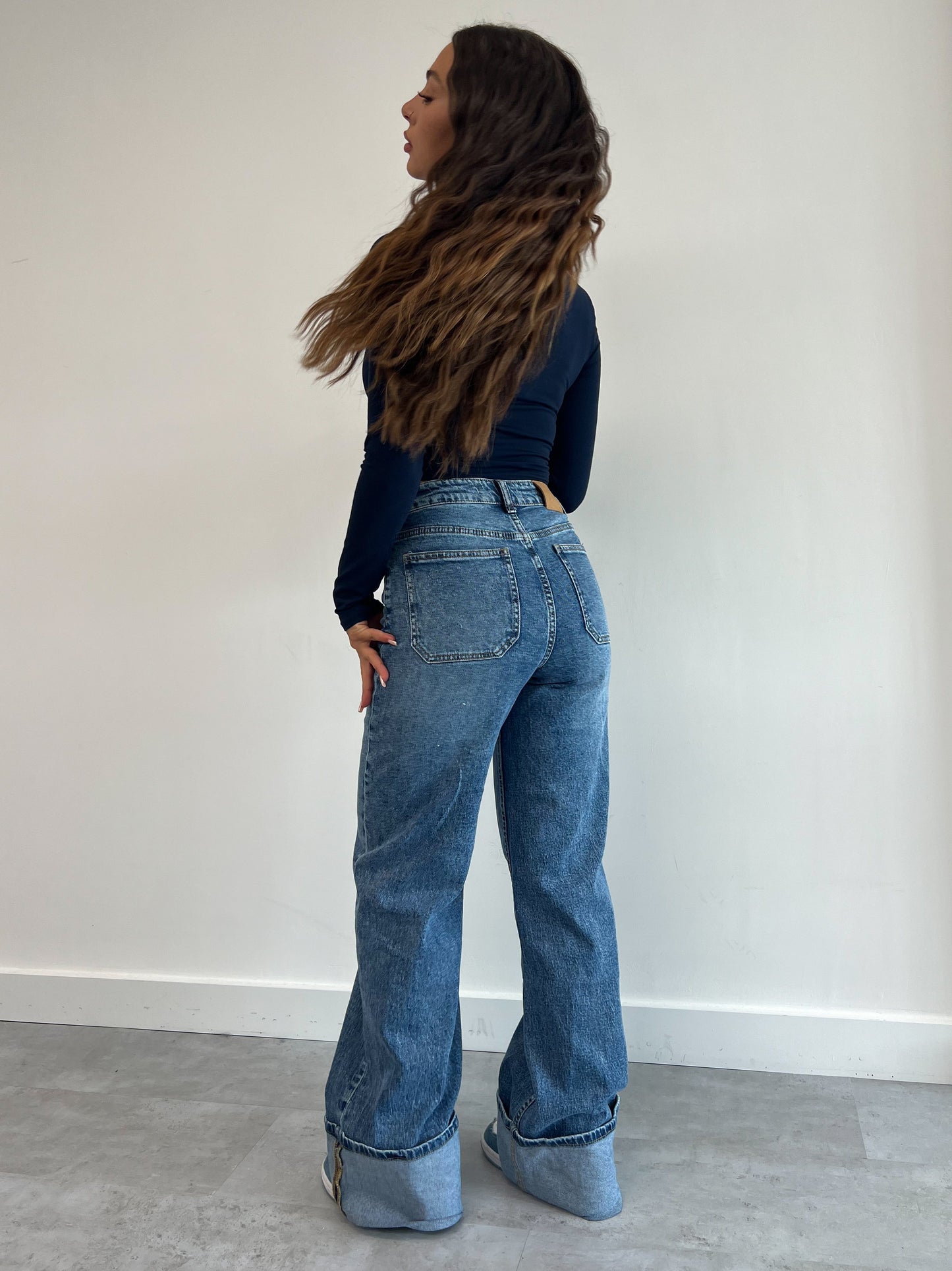 FOLDED STRETCH JEANS BLUE