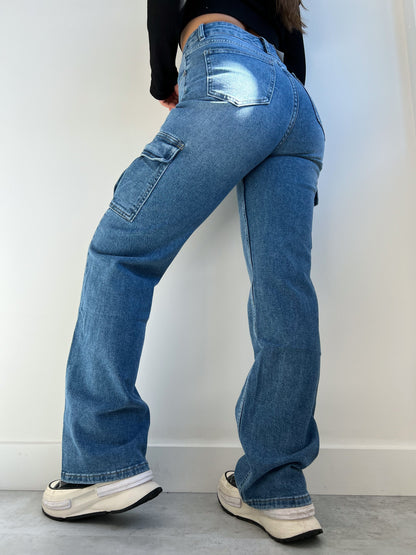 STRETCH CARGO DENIM BLUE