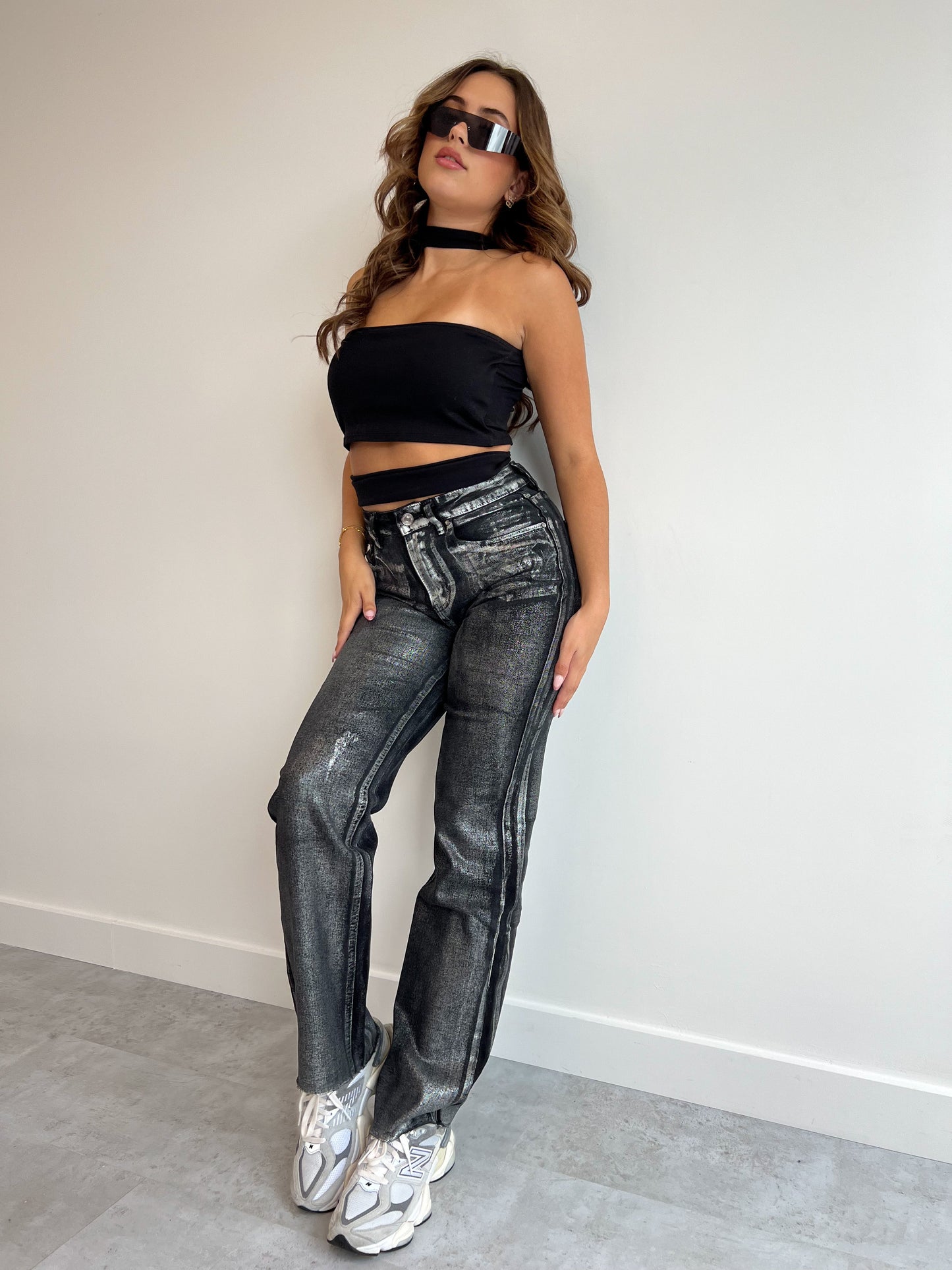 METALLIC GLOW JEANS BLACK