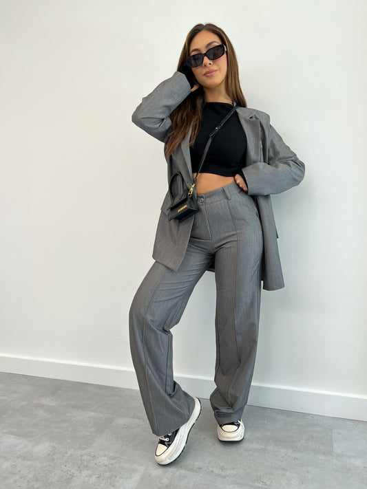 DARK GREY WIDE LEG PANTALON