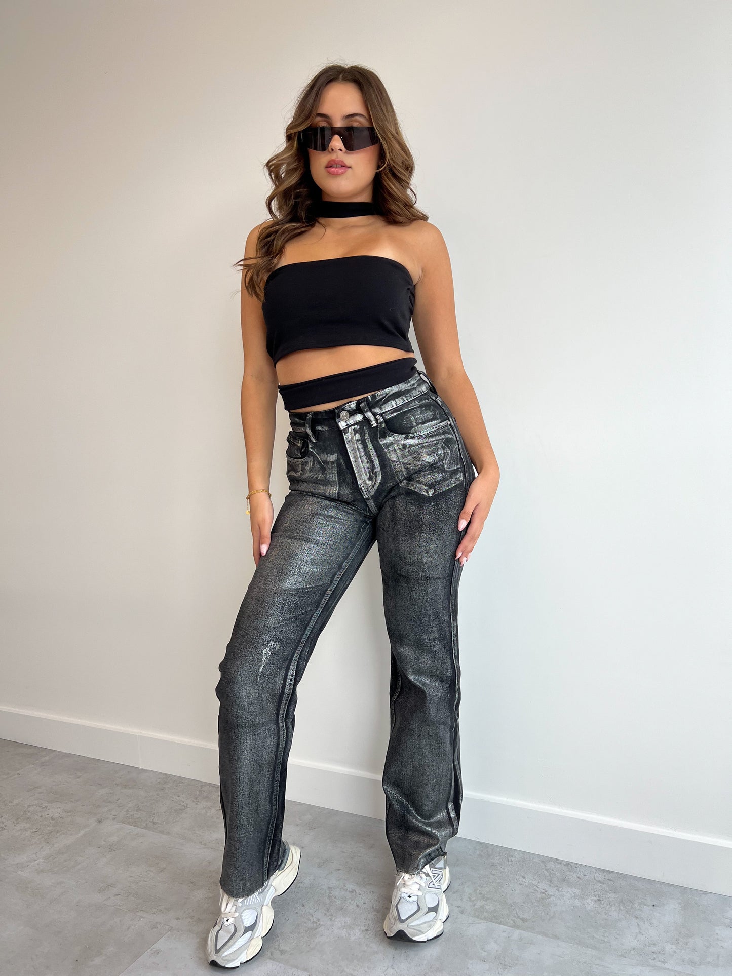 METALLIC GLOW JEANS BLACK